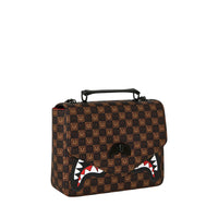 SHARKS IN PARIS WTF BUBBLE BROWN CHECK HANDBAG