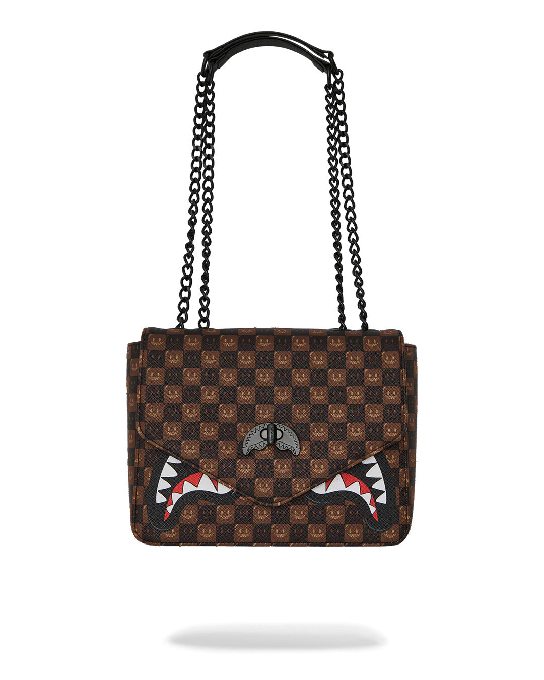 SHARKS IN PARIS WTF BUBBLE BROWN CHECK HANDBAG