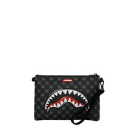 SHARKS IN PARIS WTF BUBBLY BLACK CHECK CROSSOVER CLUTCH
