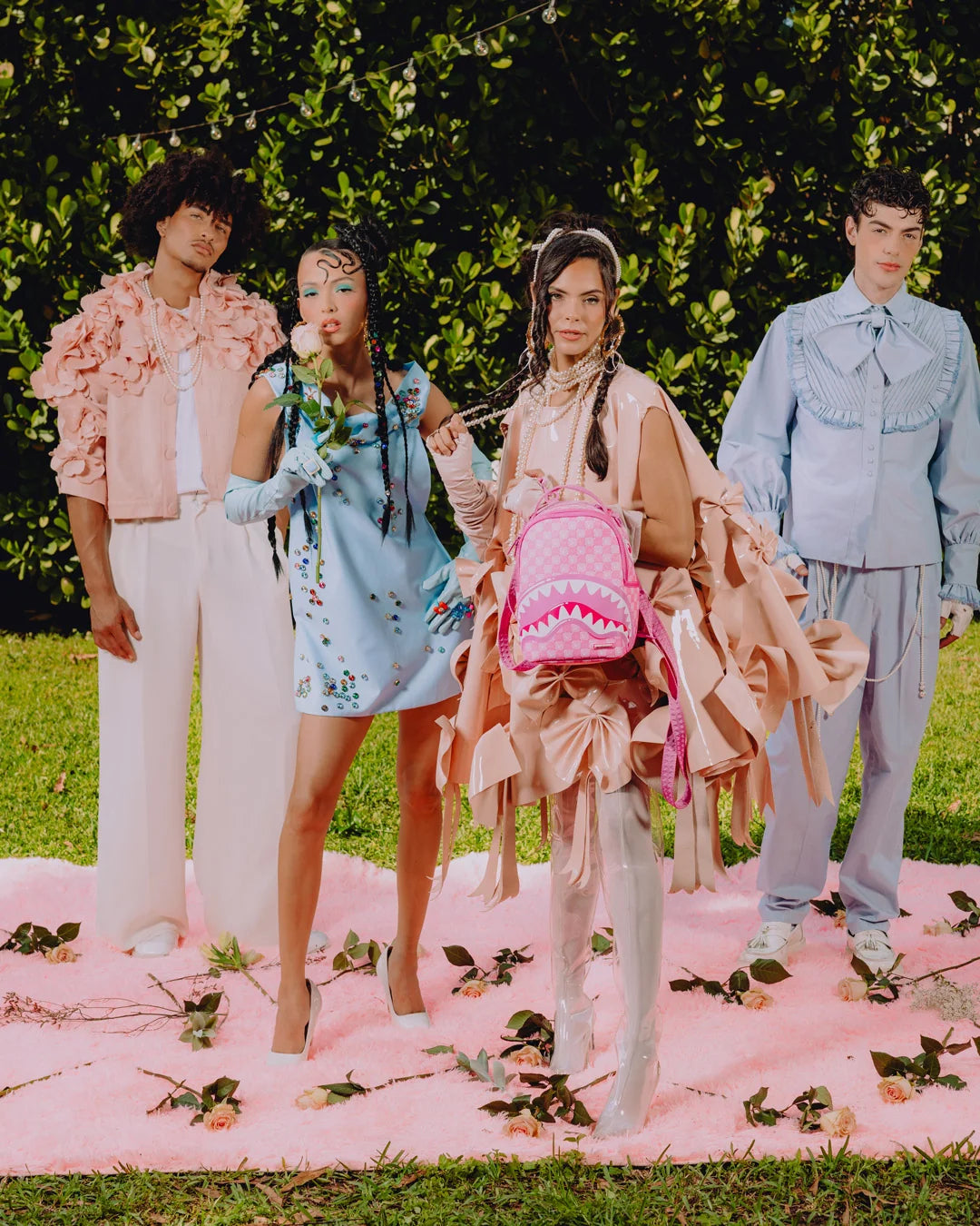 PINK NEW CHECK FACES MINI BACKPACK