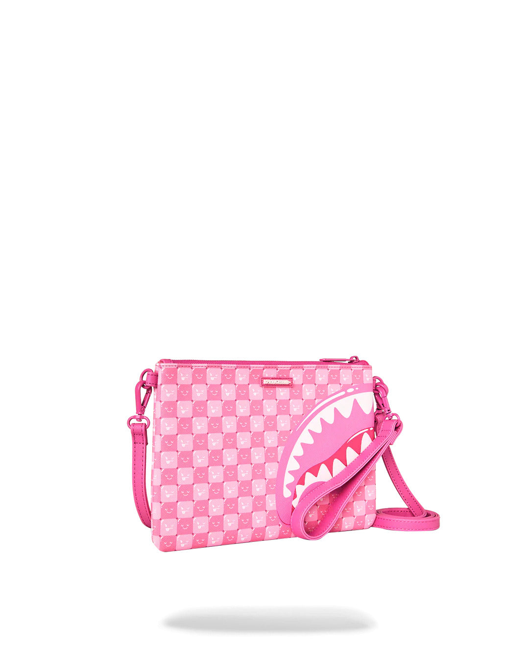 PINK NEW CHECK FACES CROSSOVER CLUTCH