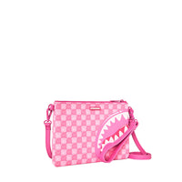 PINK NEW CHECK FACES CROSSOVER CLUTCH