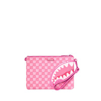 PINK NEW CHECK FACES CROSSOVER CLUTCH