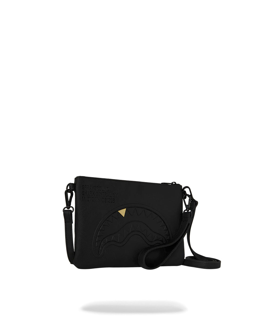 BLACKED OUT EMBOSSED GOLD TOOTH CROSSOVER CLUTCH