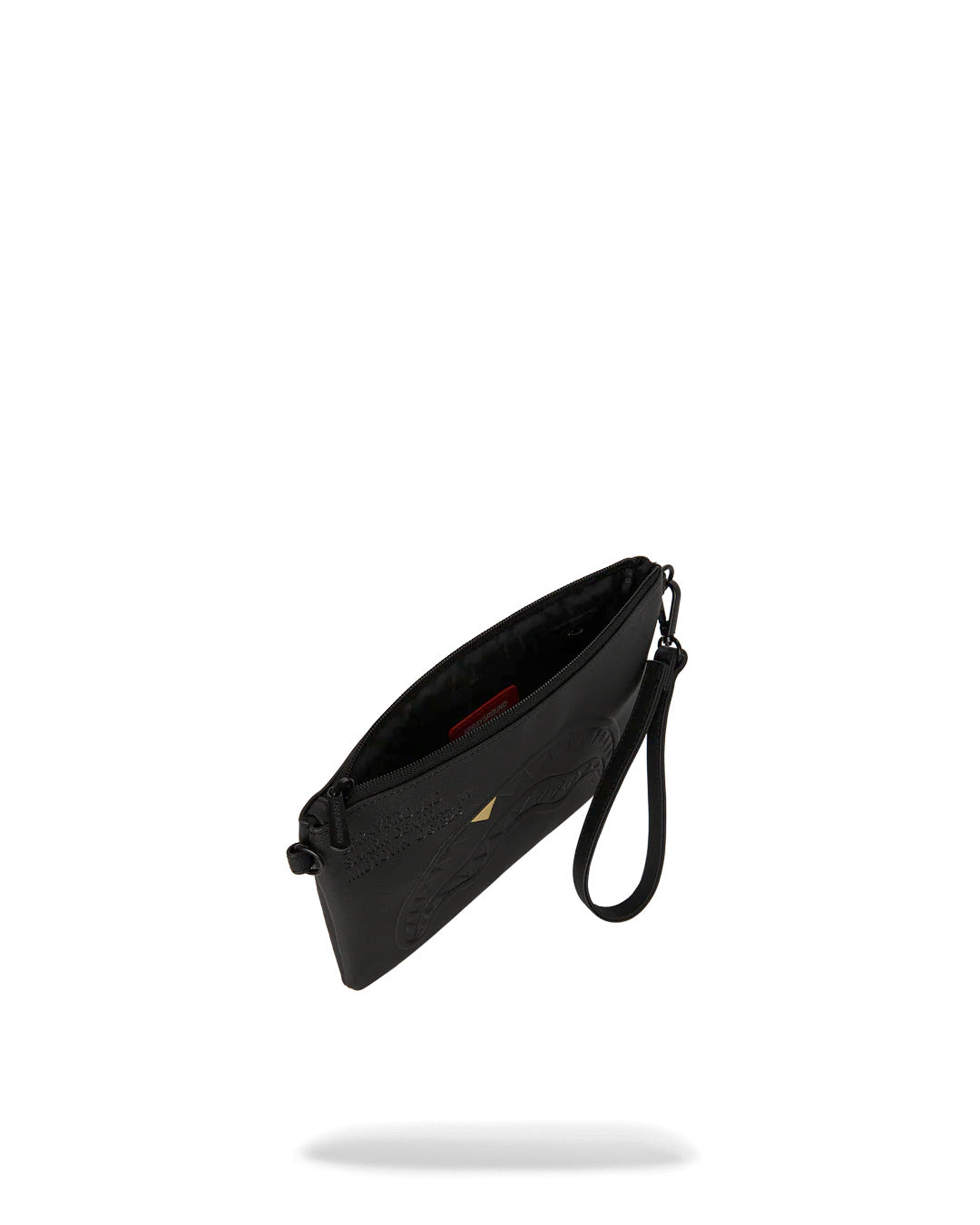 BLACKED OUT EMBOSSED GOLD TOOTH CROSSOVER CLUTCH