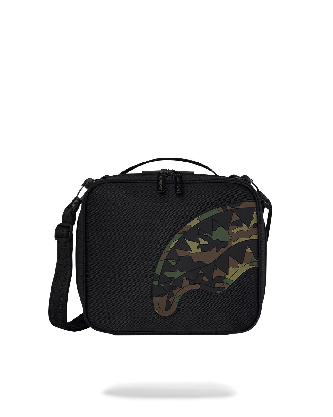 SHARK CENTRAL BLACK NYLON CAMO EMBOSSED SHARK SNACKPACK