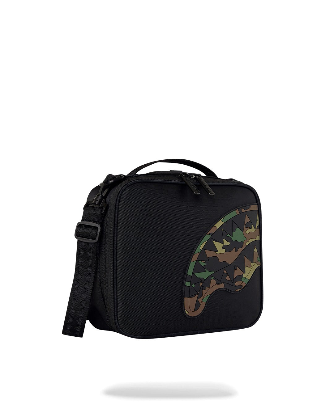 SHARK CENTRAL BLACK NYLON CAMO EMBOSSED SHARK SNACKPACK