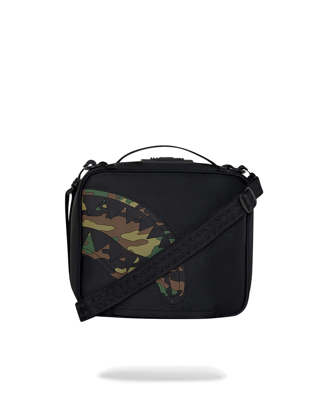 SHARK CENTRAL BLACK NYLON CAMO EMBOSSED SHARK SNACKPACK