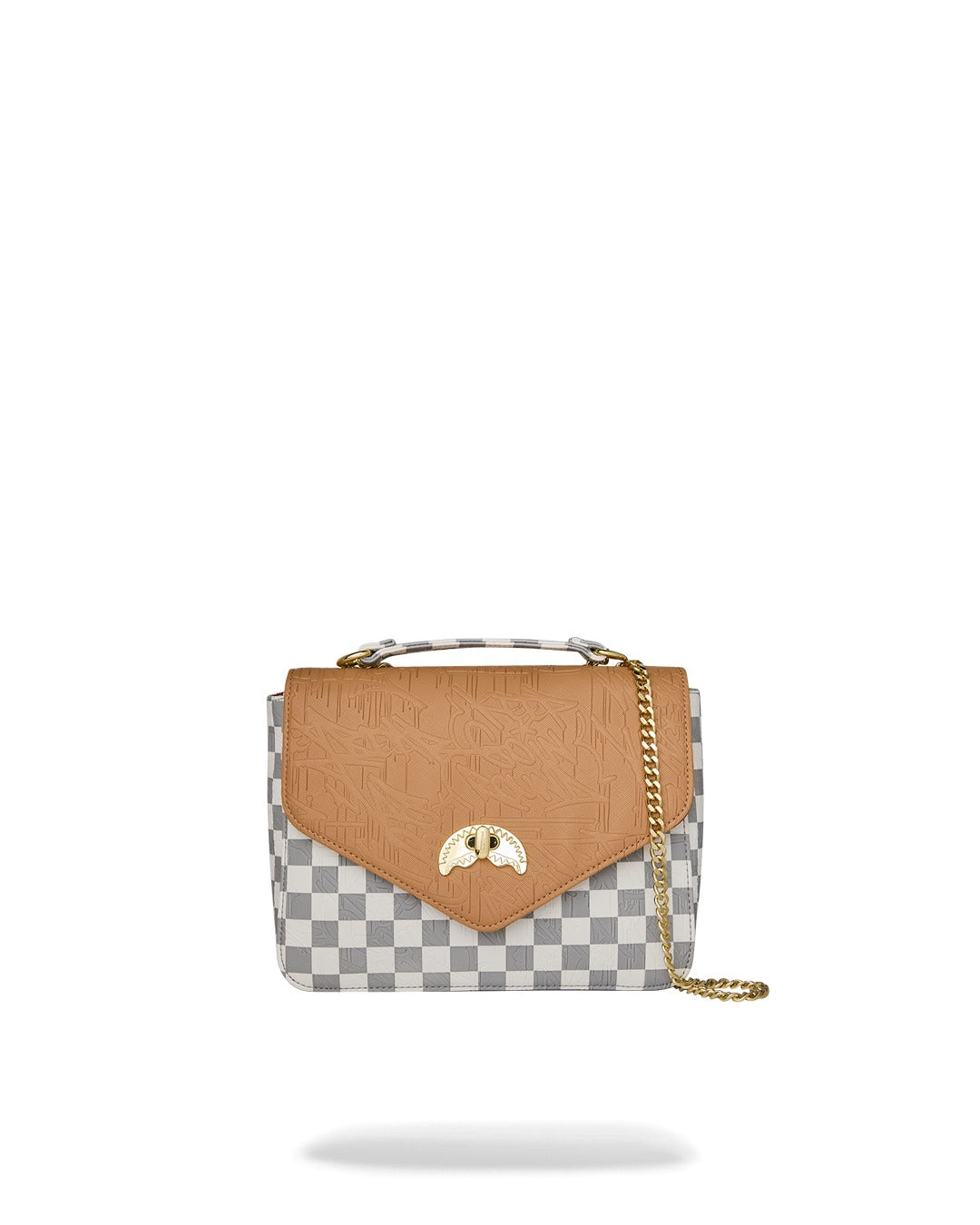 EMBOSSED CREAM CHECK HANDBAG