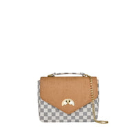 EMBOSSED CREAM CHECK HANDBAG