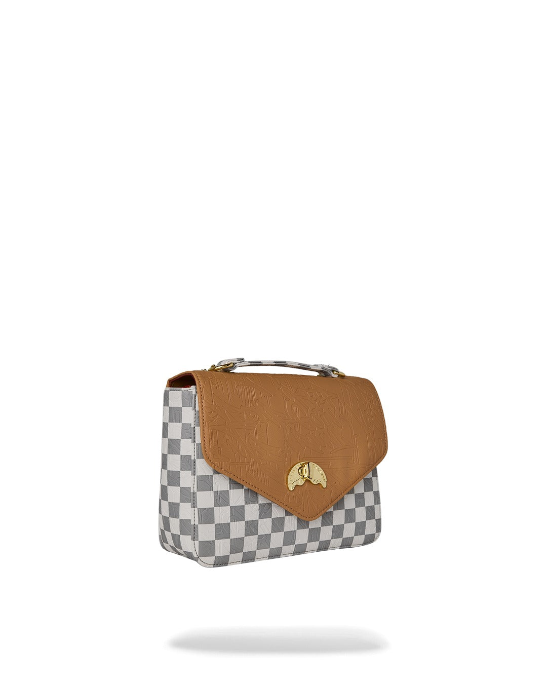 EMBOSSED CREAM CHECK HANDBAG