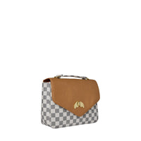 EMBOSSED CREAM CHECK HANDBAG