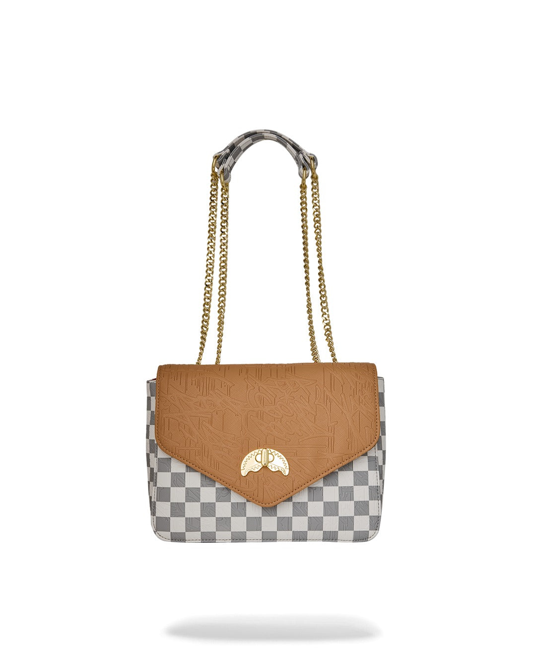 EMBOSSED CREAM CHECK HANDBAG