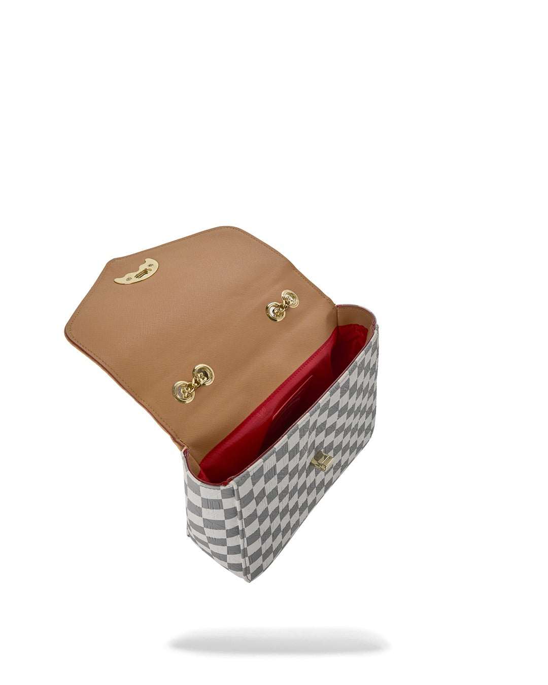 EMBOSSED CREAM CHECK HANDBAG