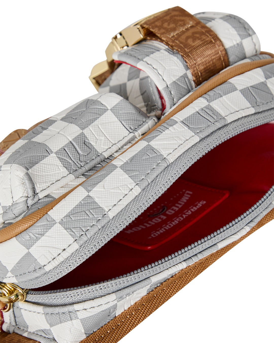 EMBOSSED CREAM CHECK CARGO CROSSBODY