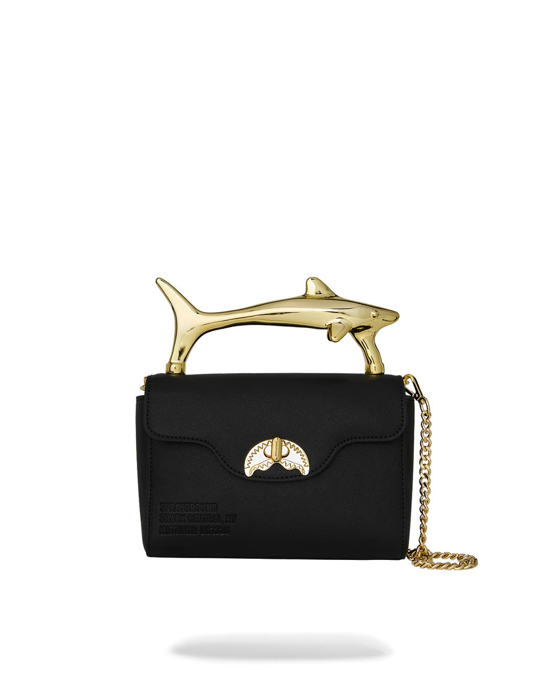 BLACKED OUT EMBOSSED GOLD SHARK HANDBAG