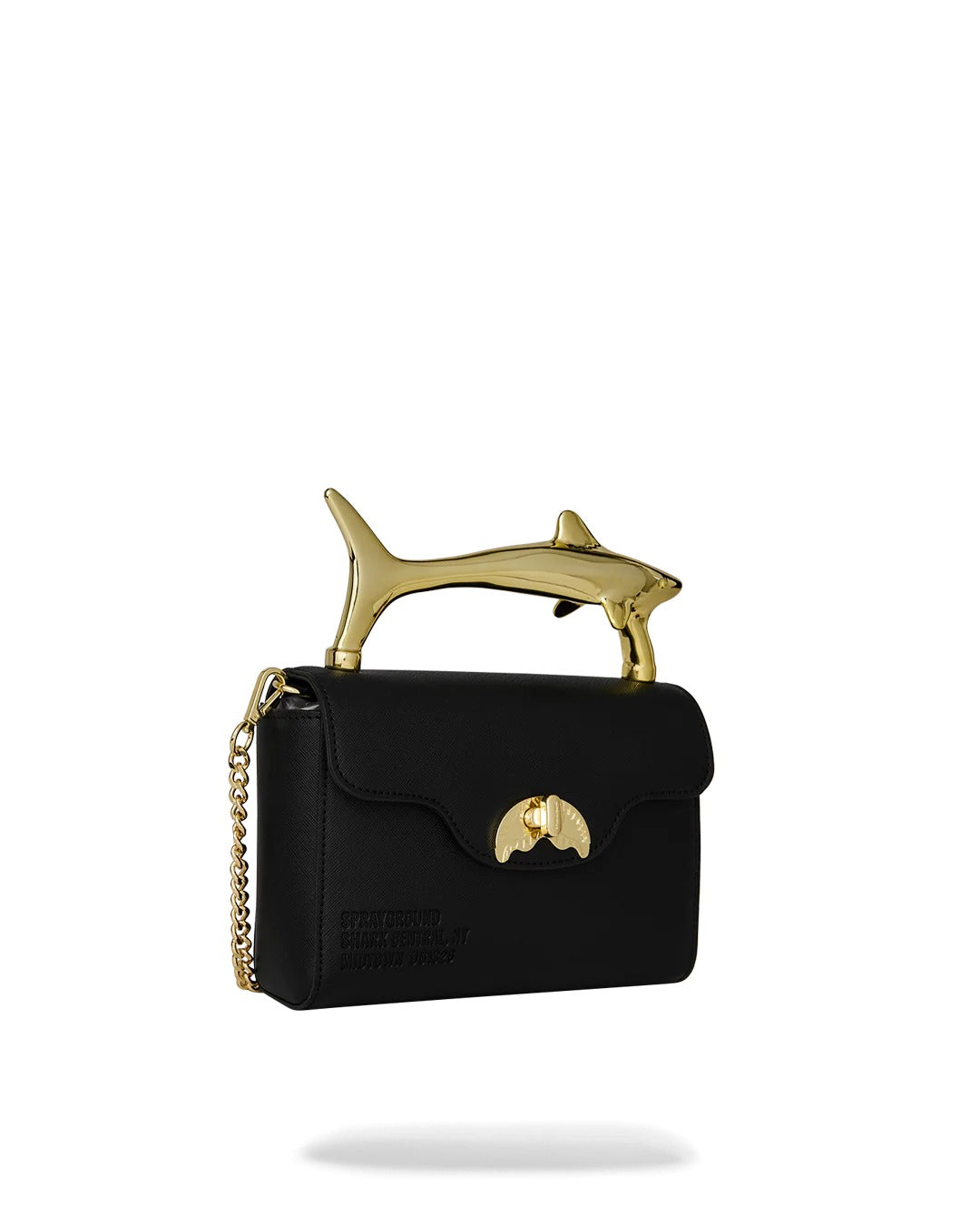 BLACKED OUT EMBOSSED GOLD SHARK HANDBAG