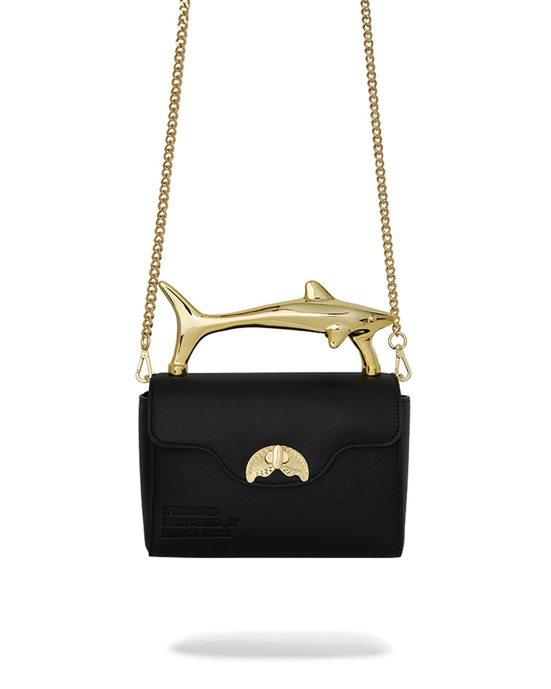 BLACKED OUT EMBOSSED GOLD SHARK HANDBAG