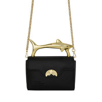 BLACKED OUT EMBOSSED GOLD SHARK HANDBAG