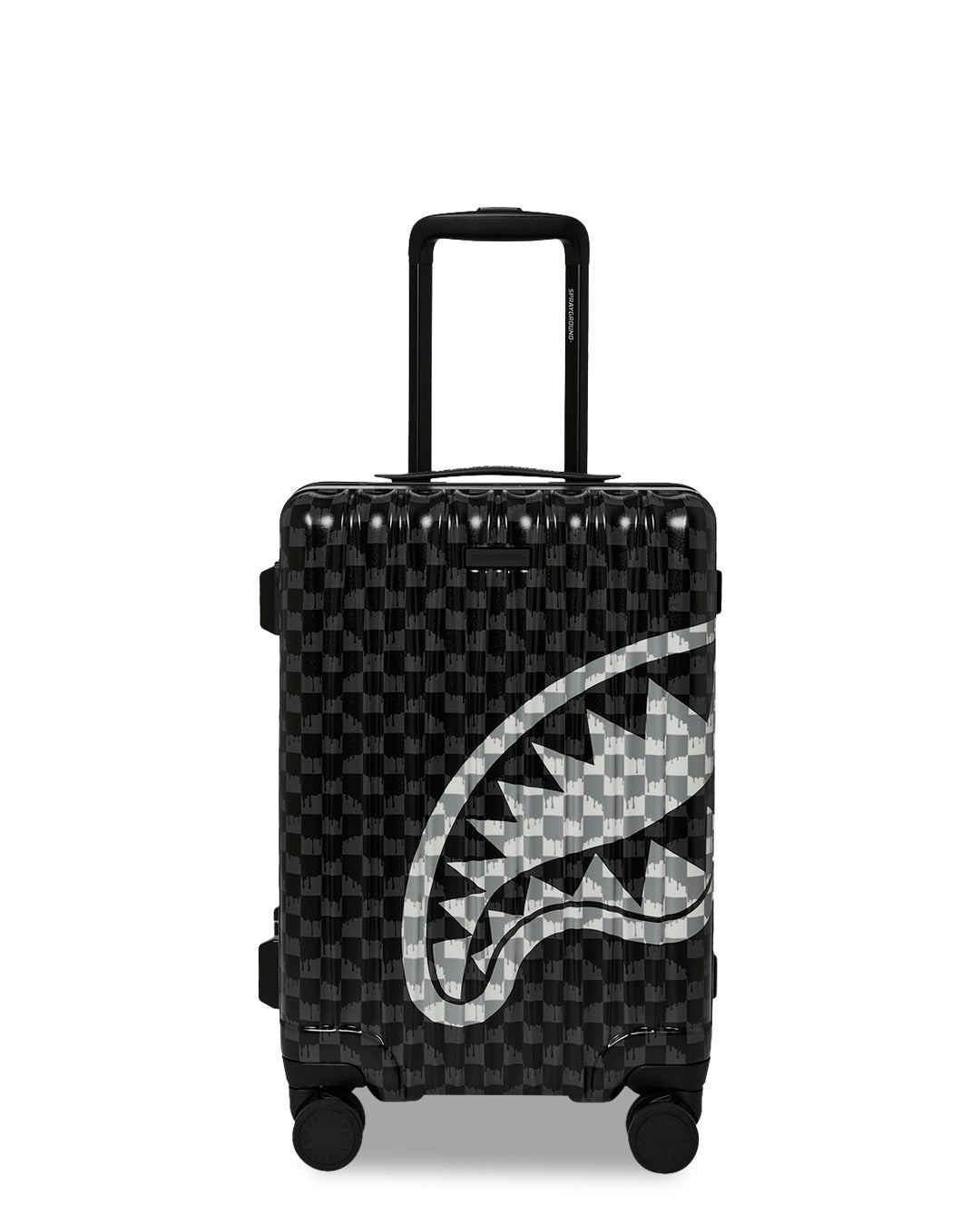 BLACK AND WHITE DRIP CHECK SHARK CARRY-ON LUGGAGE