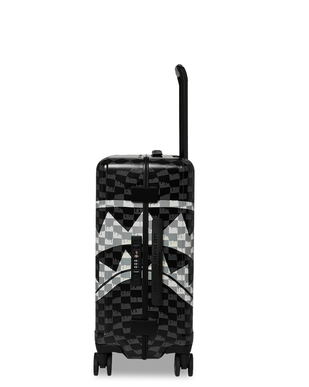 BLACK AND WHITE DRIP CHECK SHARK CARRY-ON LUGGAGE