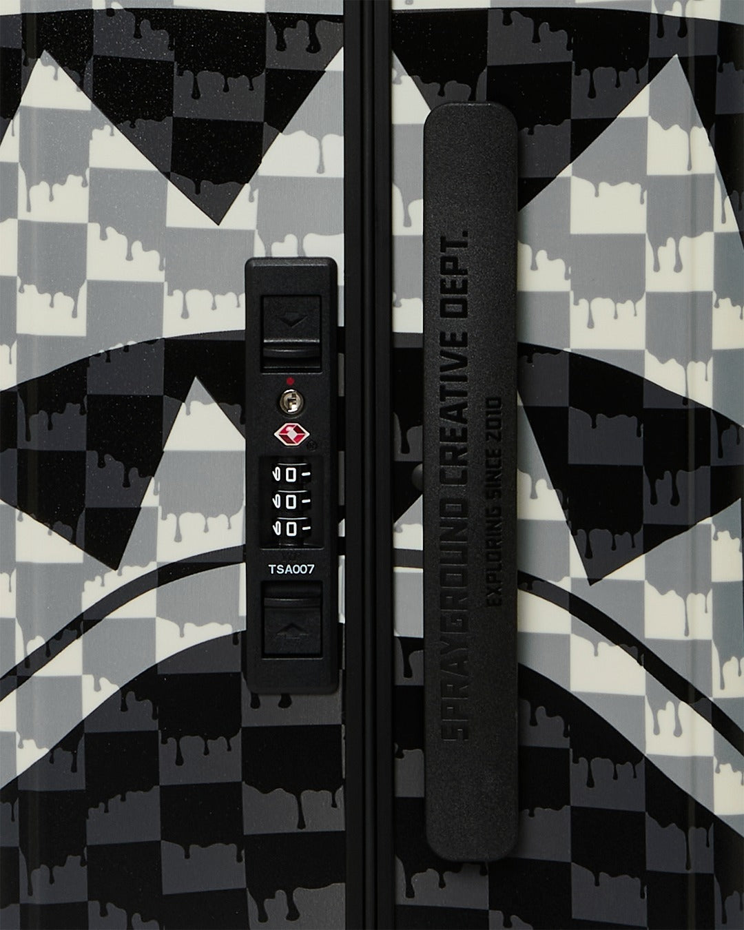 BLACK AND WHITE DRIP CHECK SHARK CARRY-ON LUGGAGE