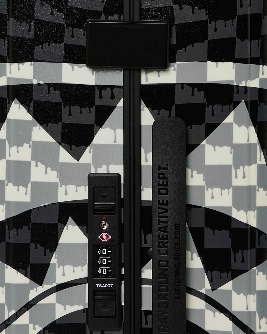 BLACK AND WHITE DRIP CHECK SHARK CARRY-ON LUGGAGE