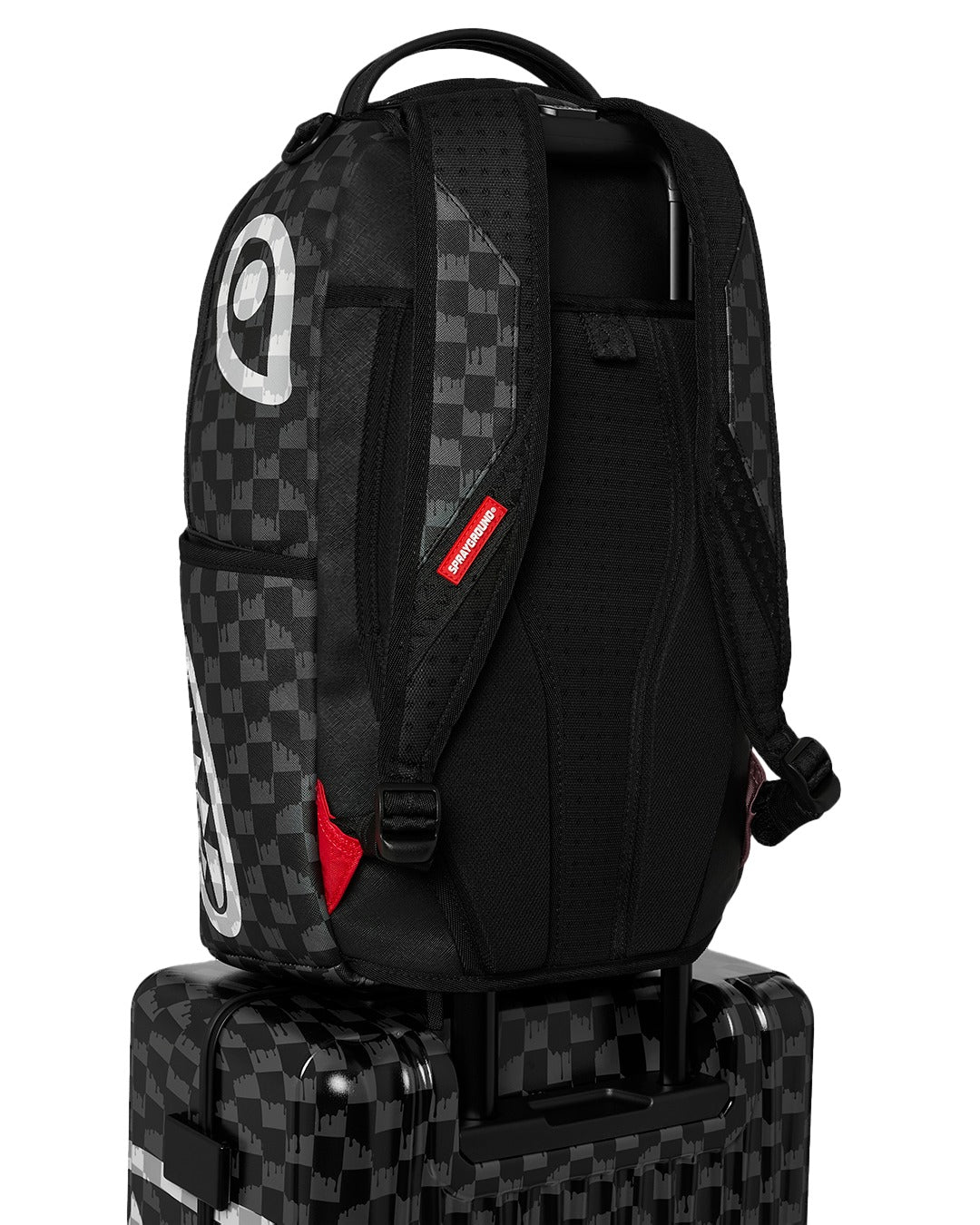 BLACK AND WHITE DRIP CHECK SHARK CARRY-ON LUGGAGE