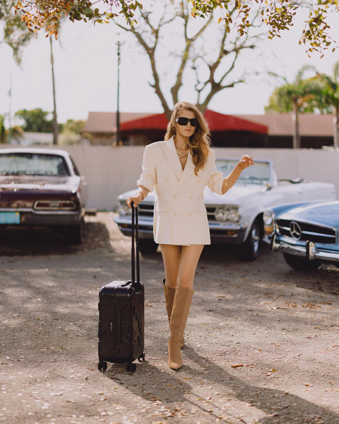 BLACKED OUT EMBOSSED GOLD TOOTH CARRY-ON LUGGAGE