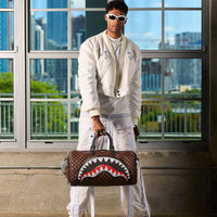 SHARKS IN PARIS WTF BUBBLE BROWN CHECK DUFFLE