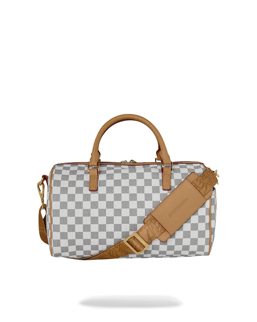 EMBOSSED CREAM CHECK MINI DUFFLE
