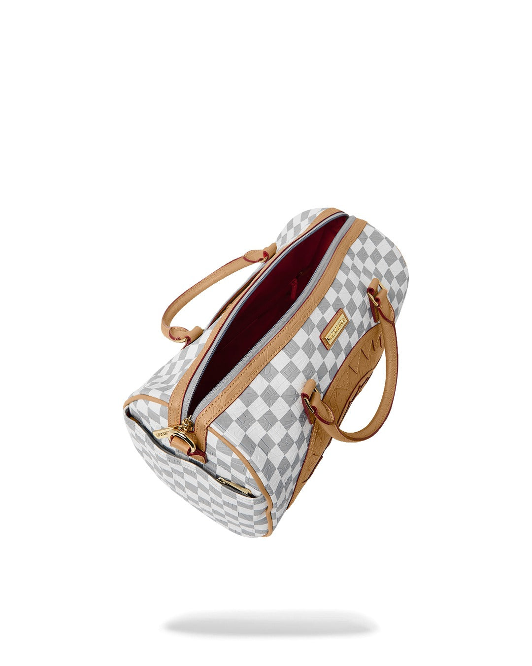 EMBOSSED CREAM CHECK MINI DUFFLE