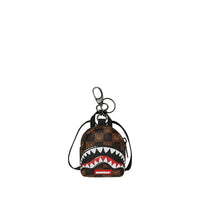SHARKS IN PARIS WTF BUBBLE BROWN CHECK BACKPACK KEYCHAIN