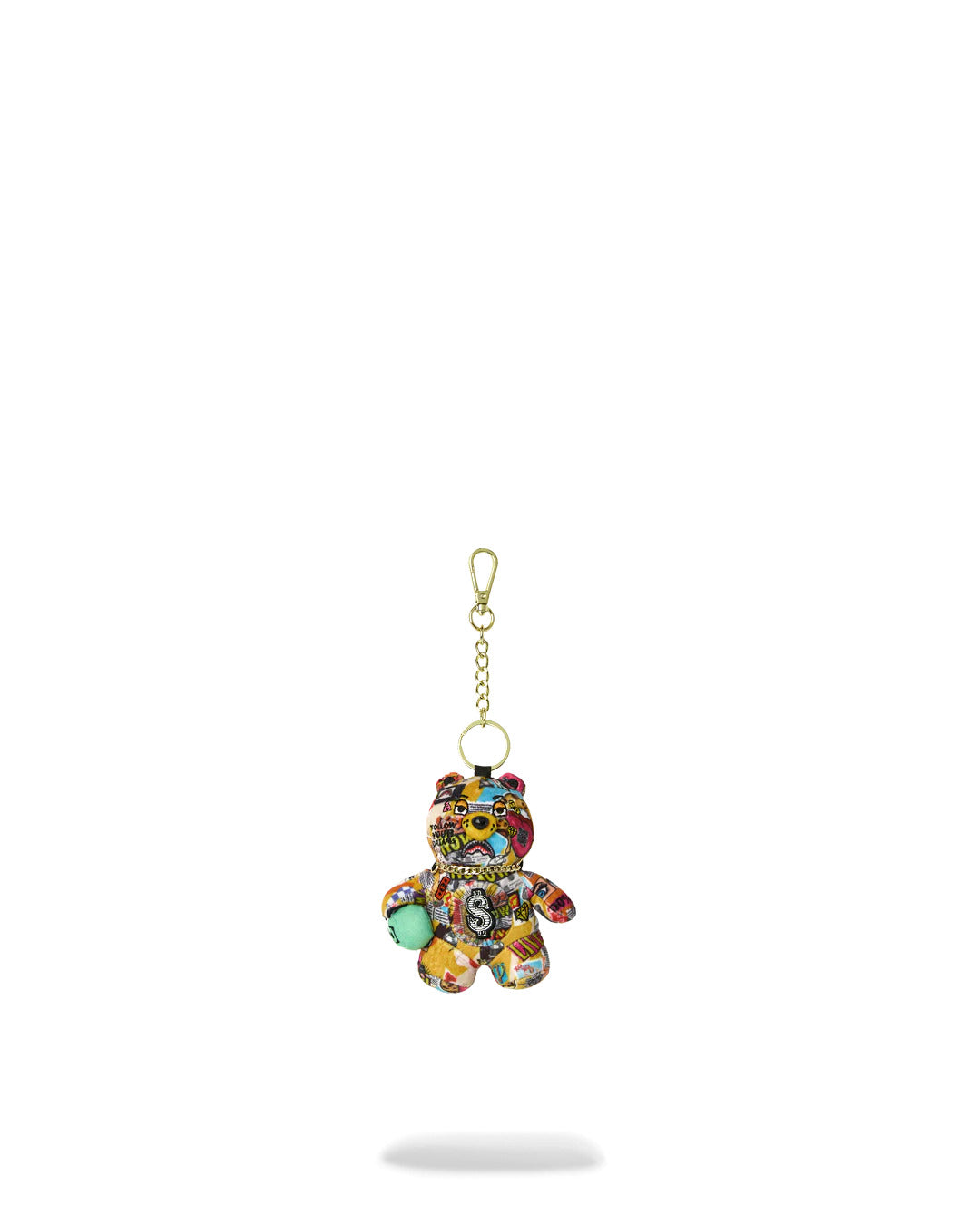 MAGAZINE COLLAGE BEAR KEYCHAIN