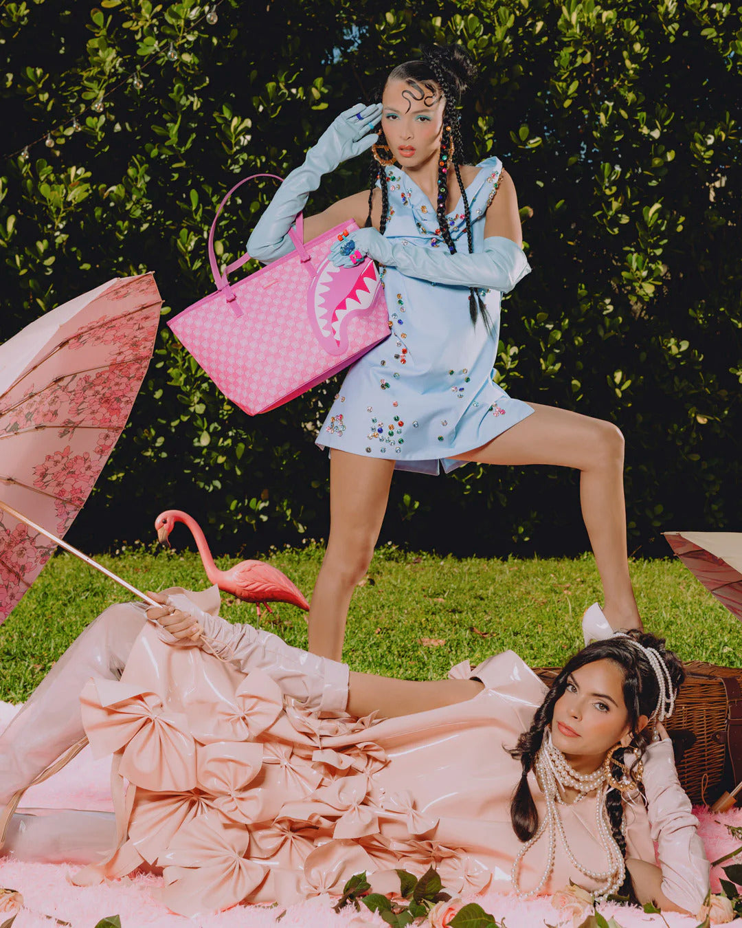 PINK NEW CHECK FACES TOTE