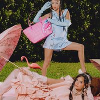 PINK NEW CHECK FACES TOTE