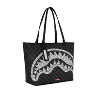 BLACK AND WHITE DRIP CHECK SHARK TOTE