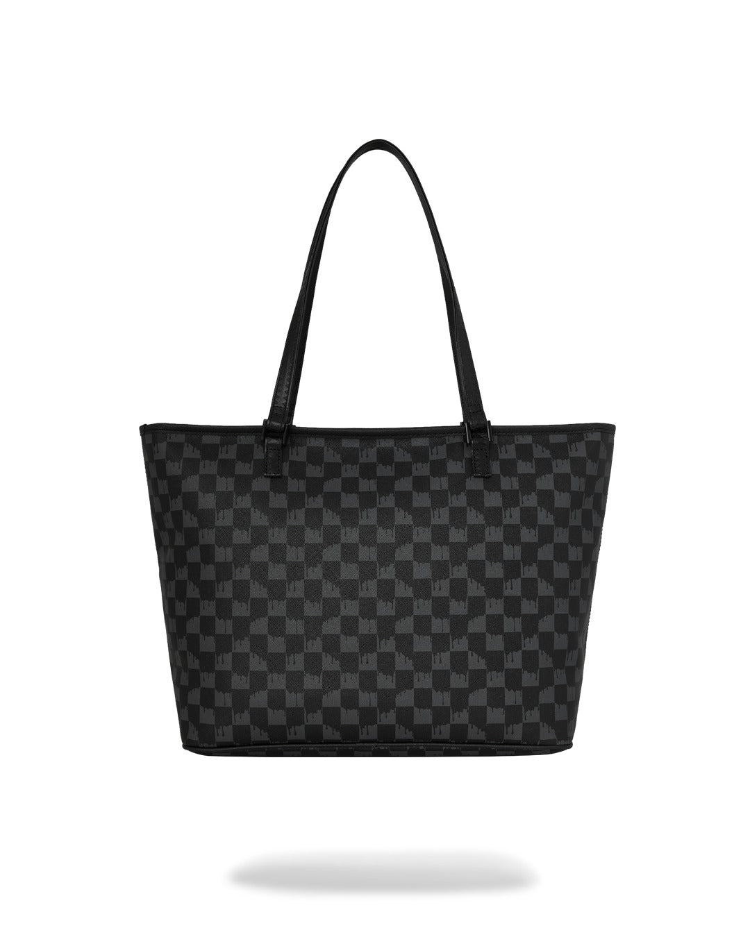BLACK AND WHITE DRIP CHECK SHARK TOTE