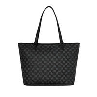 BLACK AND WHITE DRIP CHECK SHARK TOTE