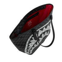BLACK AND WHITE DRIP CHECK SHARK TOTE