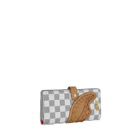 EMBOSSED CREAM CHECK SINGLE FOLD WALLET