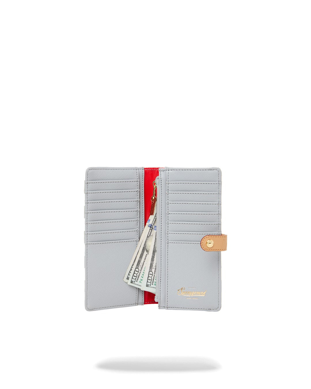 EMBOSSED CREAM CHECK SINGLE FOLD WALLET