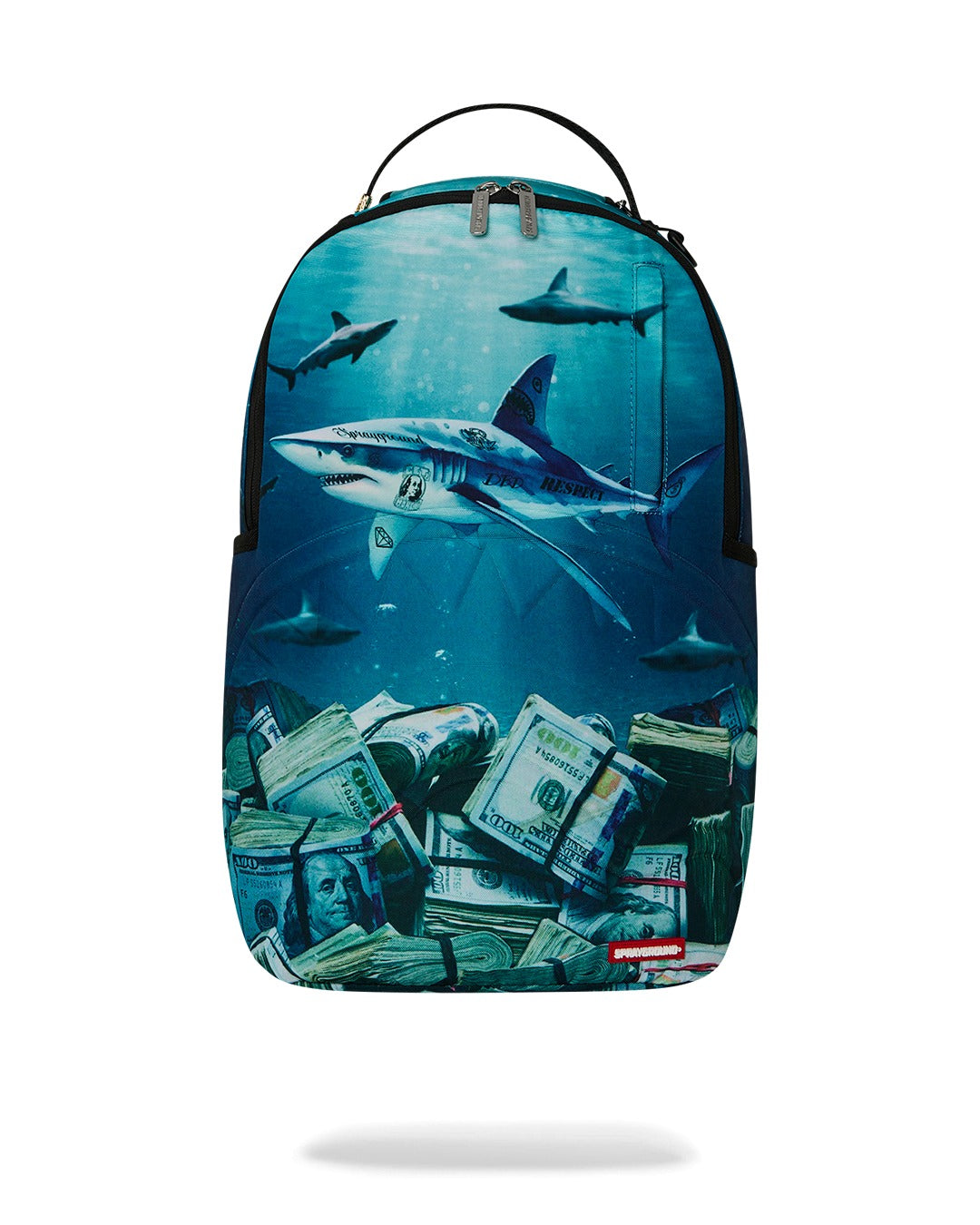 SHARK UNDER WATER WITH MONEY BACKPACK