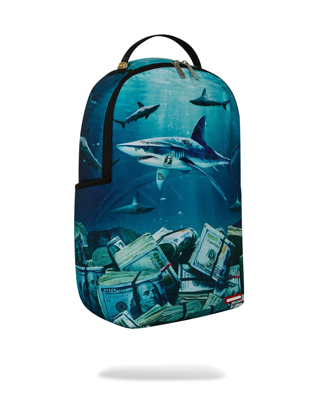 SHARK UNDER WATER WITH MONEY BACKPACK