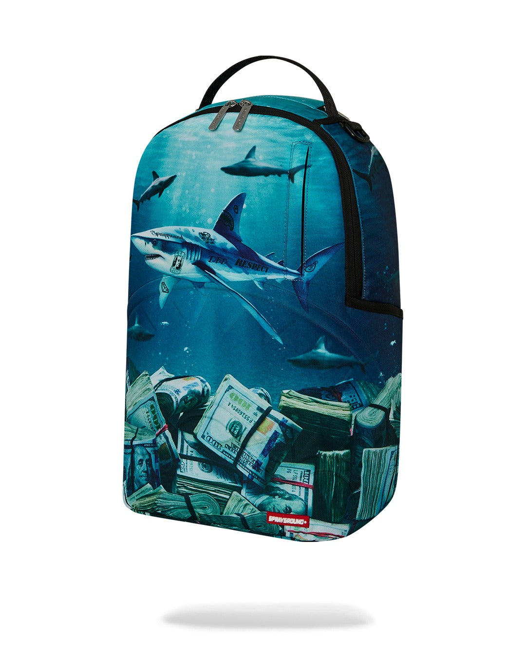 SHARK UNDER WATER WITH MONEY BACKPACK