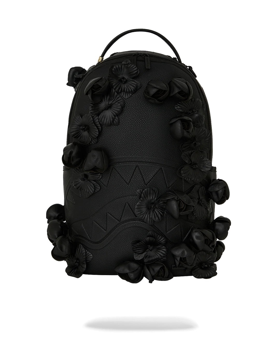 NYBG BLACK LEATHER FLOWERS BACKPACK