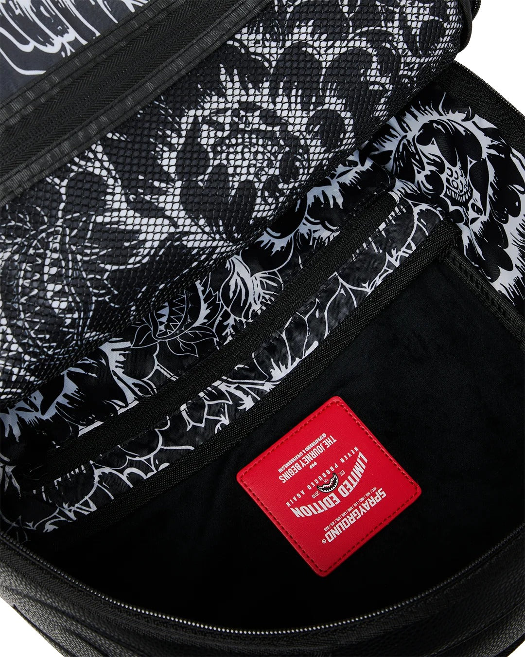 NYBG BLACK LEATHER FLOWERS BACKPACK