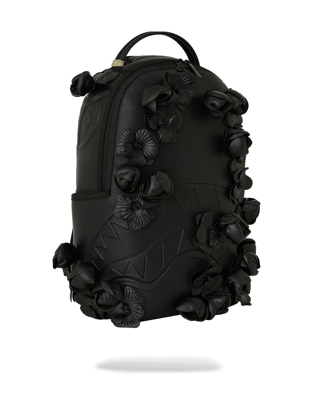 NYBG BLACK LEATHER FLOWERS BACKPACK