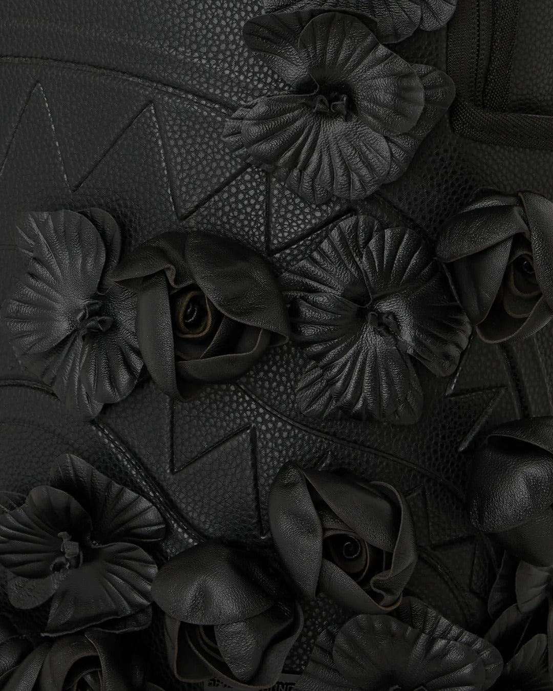 NYBG BLACK LEATHER FLOWERS BACKPACK