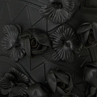 NYBG BLACK LEATHER FLOWERS BACKPACK